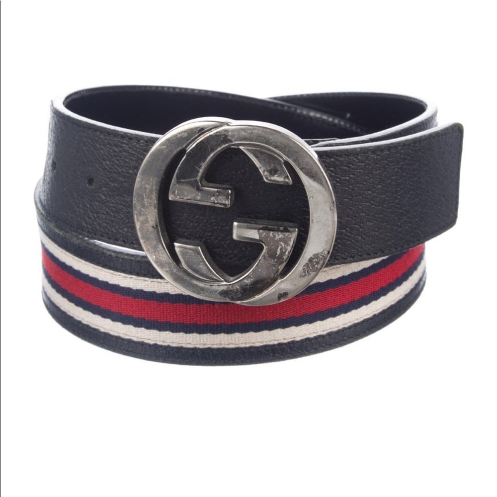 Gucci web accent belt measurements in photos